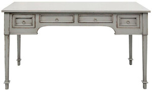 Casa Padrino Luxus Landhausstil Schreibtisch mit 4 Schubladen Antik Grau 136 x 70 x H. 77 cm - Handgefertigter Massivholz Brotisch - Brombel im Landhausstil
