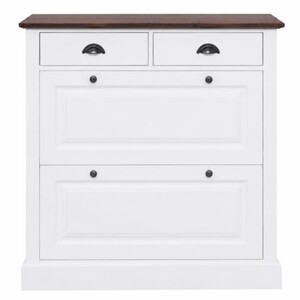 Casa Padrino Landhausstil Massivholz Schuhschrank Wei� / Dunkelbraun H. 105 cm - Massivholz M�bel - Landhausstil Garderobenm�bel