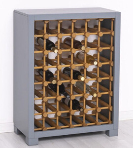 Casa Padrino Landhausstil Massivholz Weinschrank Grau / Naturfarben 68 x 35 x H. 68 cm - Massivholz Weinregal im Landhausstil - Massivholz Bar M�bel - Landhausstil Bar M�bel