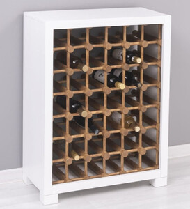Casa Padrino Landhausstil Massivholz Weinschrank Wei� / Naturfarben 68 x 35 x H. 68 cm - Massivholz Weinregal im Landhausstil - Massivholz Bar M�bel - Landhausstil Bar M�bel