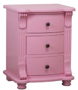 Casa Padrino Landhausstil Nachttisch mit 3 Schubladen Rosa 47 x 39 x H. 60 cm - Massivholz Nachtkommode - Nachtschrank - Landhausstil Schlafzimmerm�bel