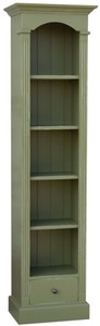 Casa Padrino Landhausstil Regalschrank Antik Grn 50 x 33 x H. 190 cm - Massivholz Schrank mit 4 Regalen und Schublade - Landhausstil Mbel