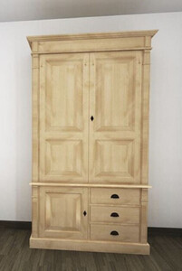 Casa Padrino Landhausstil Schlafzimmerschrank Naturfarben 120 x 59 x H. 210 cm - Massivholz Kleiderschrank mit 3 T�ren und 3 Schubladen - Massivholz Schlafzimmer M�bel im Landhausstil