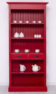 Casa Padrino Landhausstil Shabby Chic Schrank Antik Rot 91 x 39 x H. 197 cm - Landhausstil Esszimmer Schrank - Massivholz M�bel - Landhausstil Shabby Chic M�bel