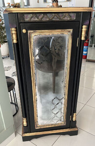 Casa Padrino Barock Glasvitrine Schrank Schwarz / Antik Gold 57 x 42 x H. 116 cm - Antik Stil Vitrine Glas verspiegelt
