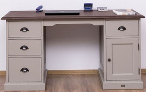 Casa Padrino Landhausstil Schreibtisch mit 4 Schubladen und Tür Antik Grau / Dunkelbraun 152 x 70 x H. 78 cm - Landhausstil Büromöbel