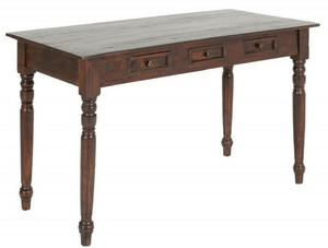 Casa Padrino Landhausstil Mahagoni Schreibtisch mit 3 Schubladen Dunkelbraun 120 x 58 x H. 76 cm - Landhausstil B�rom�bel