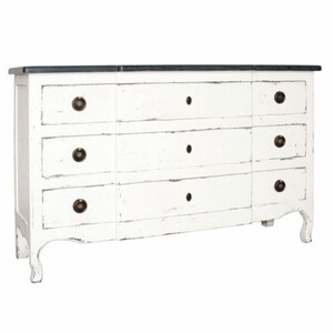 Casa Padrino Landhausstil Shabby Chic Kommode mit 3 Schubladen Antik Wei� / Schwarz 130 cm