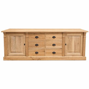 Casa Padrino Landhausstil Massivholz Sideboard mit 2 T�ren und 6 Schubladen Naturfarben 219 cm - Massivholz M�bel - Landhausstil M�bel