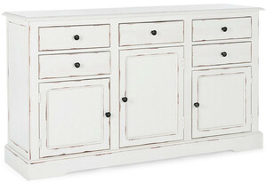 Casa Padrino Landhausstil Sideboard Antik Wei 145 x 40 x H. 85 cm - Landhausstil Schrank mit 3 Tren und 5 Schubladen - Landhausstil Mbel - Landhausstil Einrichtung