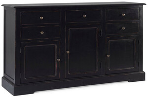 Casa Padrino Landhausstil Sideboard Antik Schwarz 145 x 40 x H. 85 cm - Landhausstil Schrank mit 3 Tren und 5 Schubladen - Landhausstil Mbel - Landhausstil Einrichtung