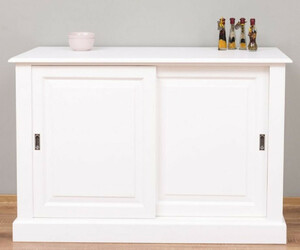 Casa Padrino Landhausstil Sideboard Wei 135 x 55 x H. 100 cm - Massivholz Schrank mit 2 Schiebetren - Landhausstil Mbel