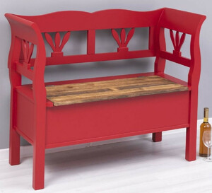 Casa Padrino Landhausstil Sitzbank Rot / Braun 117 x 48 x H. 92 cm - Massivholz Bank mit Stauraum - Massivholz Mbel - Landhausstil Mbel - Landhausstil Einrichtung