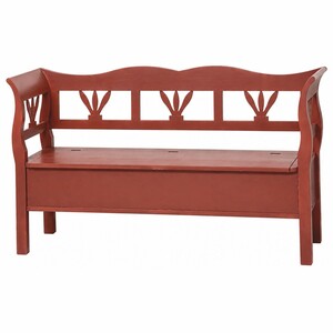 Casa Padrino Landhausstil Massivholz Sitzbank mit Stauraum Bordeauxrot 163 cm - Landhausstil M�bel