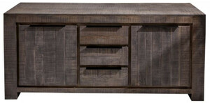 Casa Padrino Landhausstil Sideboard Grau 175 x 50 x H. 76 cm - Massivholz Schrank mit 2 Tren und 3 Schubladen - Wohnzimmer Mbel