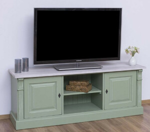 Casa Padrino Landhausstil TV Schrank Gr�n / Grau 160 x 46 x H. 60 cm - Massivholz Sideboard - Landhausstil Wohnzimmer M�bel