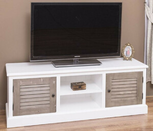 Casa Padrino Landhausstil TV Schrank Wei / Grau 160 x 46 x H. 56 cm - Massivholz Sideboard - Landhausstil Wohnzimmer Mbel