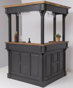 Casa Padrino Landhausstil Bar Theke Schwarz / Dunkelbraun 148 x 148 x H. 210 cm - Massivholz Thekentisch - Massivholz Barm�bel - Barm�bel im Landhausstil - Landhausstil Einrichtung