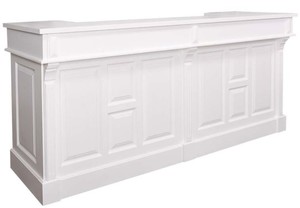 Casa Padrino Landhausstil Theke Wei� 240 x 65 x H. 107 cm - Massivholz Ladentheke mit 2 Schubladen - Landhausstil M�bel