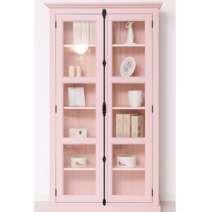 Casa Padrino Landhausstil Vitrine mit 2 Glast�ren Rosa H. 210 cm - Landhausstil M�bel