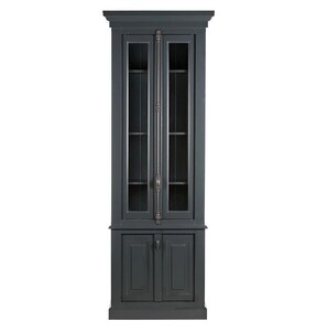 Casa Padrino Landhausstil Vitrine Grau 48 x 88 x 245 cm - Vitrinenschrank mit 4 T�ren - Massivholz Schrank - Landhausstil M�bel