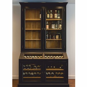 Casa Padrino Landhausstil Weinschrank Schwarz / Naturfarben 120 cm - Landhausstil Bar M�bel
