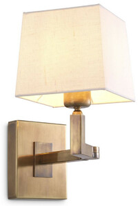 Casa Padrino Luxus Wandleuchte Vintage Messingfarben / Wei� 15 x 30 x H. 28 cm - Edle Wandlampe mit Schwenkarm und Lampenschirm - Luxus Qualit�t