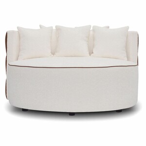 Casa Padrino Luxus Sofa Wei� / Braun  132 cm - Rundes Wohnzimmer Sofa
