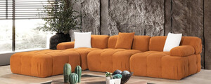 Casa Padrino Luxus Wohnzimmer Sofa Braun 300 x 200 x H. 70 cm - Modulares 4 Teiliges Ecksofa - Hotel Sofa - Wohnzimmer M�bel - Hotel M�bel - Luxus M�bel