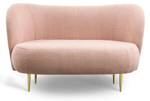 Casa Padrino Luxus 2er Sofa Rosa / Gold 130 x 72 x H. 80 cm - Wohnzimmer Sofa mit gebogener Rckenlehne - Wohnzimmer Mbel - Luxus Mbel - Wohnzimmer Einrichtung - Luxus Einrichtung