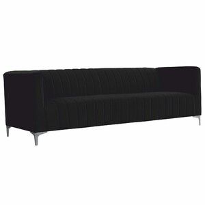 Casa Padrino Luxus 3er Samt Sofa Schwarz / Grau 220 cm - Wohnzimmer M�bel