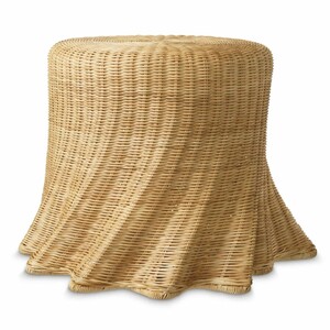 Casa Padrino Luxus Rattan Beistelltisch Naturfarben H. 46 cm - Luxus M�bel