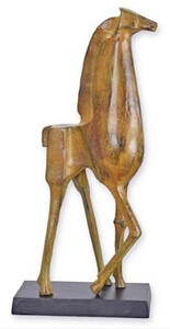 Casa Padrino Luxus Aluminium Deko Skulptur Giraffe Braun / Grau 26,2 x 11,5 x H. 53,5 cm - Abstrakte Aluminium Deko Figur - Wohnzimmer Deko - Schreibtisch Deko