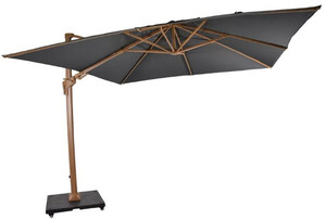 Casa Padrino Luxus Ampelschirm mit St�nder Braun / Grau 300 x 300 cm - Garten Sonnenschirm in Holzoptik - Terrassen Sonnenschirm - Balkon Sonnenschirm - Garten Terrassen Balkon Accessoires