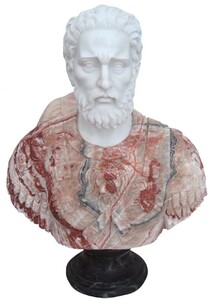 Casa Padrino Luxus Antik Stil Marmor B�ste R�mer Wei� / Rot / Schwarz H. 80 cm