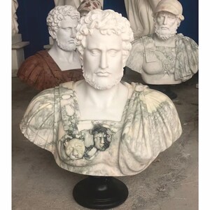 Casa Padrino Luxus Antik Stil Marmor B�ste R�mer Wei� / Gr�n / Schwarz H. 80 cm