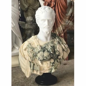 Casa Padrino Luxus Antik Stil Marmor B�ste R�mer Wei� / Beige / Gr�n / Schwarz H. 80 cm