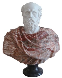 Casa Padrino Luxus Antik Stil Marmor B�ste Wei� / Rot / Schwarz H. 90 cm