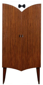 Casa Padrino Luxus Art Deco Barschrank Braun / Wei� / Schwarz 80 x 45 x H. 170 cm - Massivholz Weinschrank - Bar M�bel - Hotel M�bel - Luxus Qualit�t