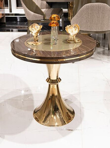 Casa Padrino Luxus Beistelltisch Braun / Grau / Gold - Runder Wohnzimmer Beistelltisch - Wohnzimmer M�bel - Hotel M�bel - Luxus M�bel