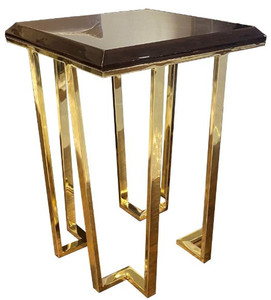 Casa Padrino Luxus Art Deco Beistelltisch Dunkelbraun / Gold 50 x 50 x H. 68 cm - Art Deco Wohnzimmer M�bel
