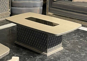 Casa Padrino Luxus Art Deco Couchtisch Creme - Rechteckiger Wohnzimmertisch mit Glasplatte - Wohnzimmer M�bel - Art Deco M�bel - Luxus M�bel - Luxus Einrichtung - Wohnzimmer Einrichtung