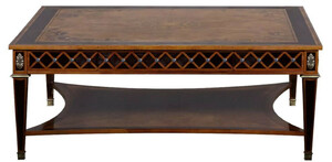 Casa Padrino Luxus Art Deco Couchtisch Naturfarben / Braun Intarsien / Silber / Antik Messing 130 x 130 x H. 50 cm - Quadratischer Wohnzimmertisch - Luxus Art Deco Wohnzimmer M�bel