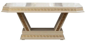 Casa Padrino Luxus Art Deco Couchtisch Cremefarben / Gold - Handgefertigter Massivholz Wohnzimmertisch - Art Deco Wohnzimmer M�bel