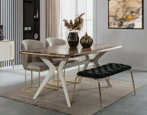 Casa Padrino Luxus Art Deco Esszimmer Set - 1 Esszimmertisch & 4 Esszimmerst�hle & 1 Sitzbank - Art Deco Esszimmer M�bel