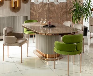 Casa Padrino Luxus Esszimmer Set Grau / Gr�n / Kupfer