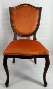 Casa Padrino Art Deco Esszimmer Stuhl Orange / Dunkelbraun - Art Deco Massivholz Stuhl - Art Deco Esszimmermbel - Art Deco Mbel - Art Deco Einrichtung - Mbel im Art Deco Stil