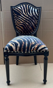 Casa Padrino Luxus Art Deco Esszimmer Stuhl mit Design Mehrfarbig / Schwarz - Eleganter Massivholz Stuhl - Art Deco Esszimmer Mbel