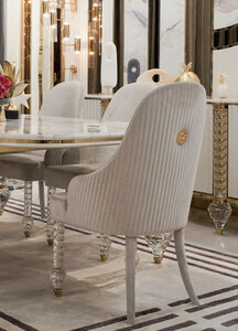 Casa Padrino Luxus Art Deco Esszimmer Stuhl 8er Set Grau / Gold 55 x 60 x H. 100 cm - Esszimmer Mbel - Restaurant Mbel - Art Deco Mbel - Luxus Mbel - Luxus Qualitt