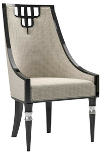 Casa Padrino Luxus Art Deco Esszimmerstuhl Beige / Schwarz / Silber - Handgefertigter Massivholz Kchenstuhl - Edle Art Deco Esszimmer Mbel